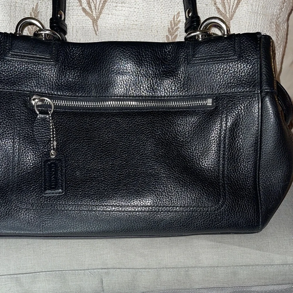 Coach Penelope Pebbled Black Leather Handbag Silver Hardware Coach B1273-F16531